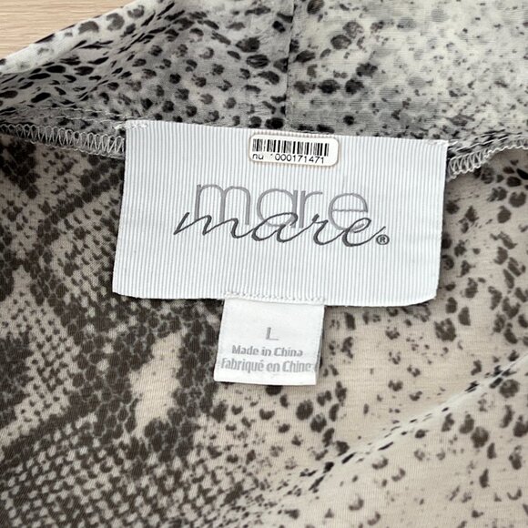 Mare Mare x Anthropologie Puff Sleeve Grey & White Python Print Sheer Blouse (L) - Picture 8 of 16